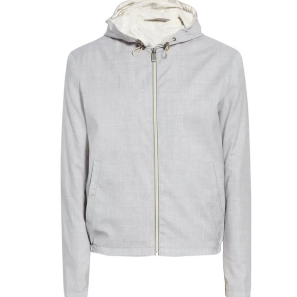 NWT Canali 1934 Gray Impeccabile Wool Zip Front Windbreaker/Hoodie EU 56 - US 46 - Picture 1 of 15